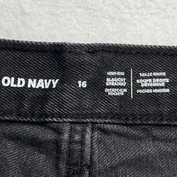 Old Navy Women's Slouchy Straight Distressed High Rise Black Jeans Size 16 NWT - Picture 7 of 12